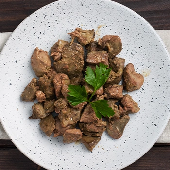 Top view of freshly cooked chicken liver