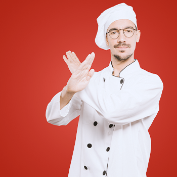 Chef doing an X with his hands