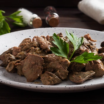 Close up image of liver on plate