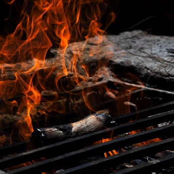 A grill with high flame
