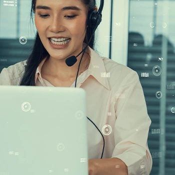 woman working in a call center