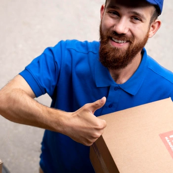 Delivery guy giving a thumbs up