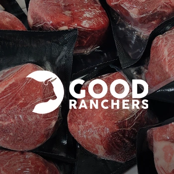 Good Ranchers meat with logo overlay