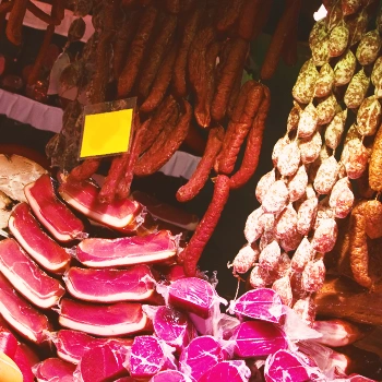 A variety of raw meats