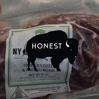 Honest bison packaging with logo overlay