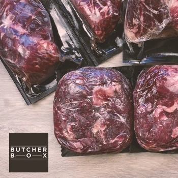Butcherbox packaged meat with butcher box logo