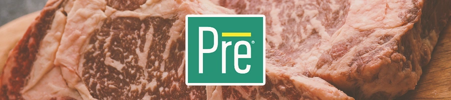 Raw meat with Pre Beef logo in front