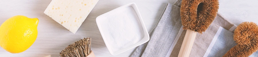 Cleaning materials laid on a table