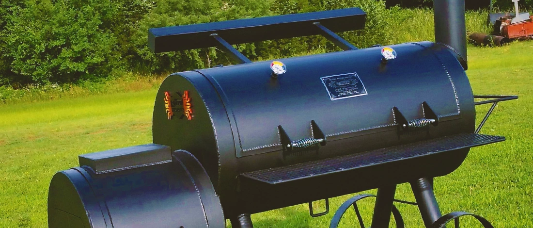 A smoker grill outside