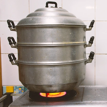 Pressure cooking inside a kitchen