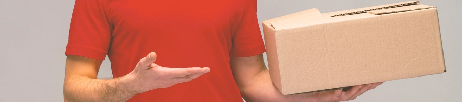 A person pointing at a box