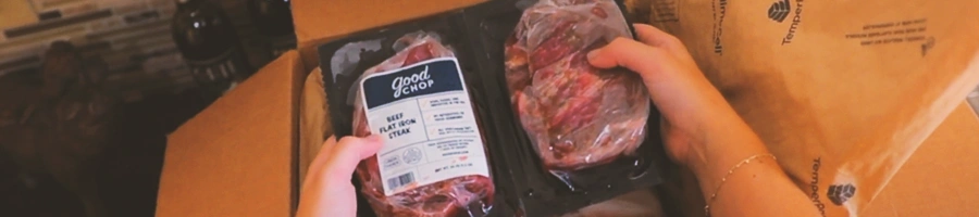 Good chop packaged meat taken out of the box