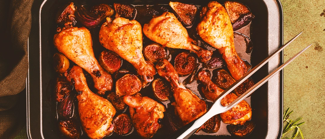 Cooked chicken on a tray