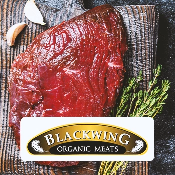 Elk meat with the blackwing logo in front
