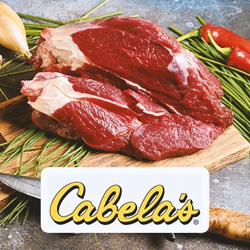 Elk meat with the cabelo logo in front