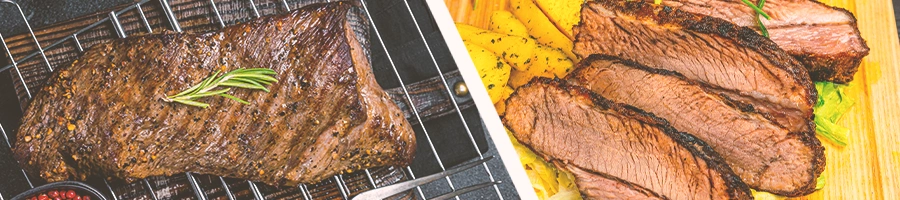 Cooked Tri-tip and Brisket side by side