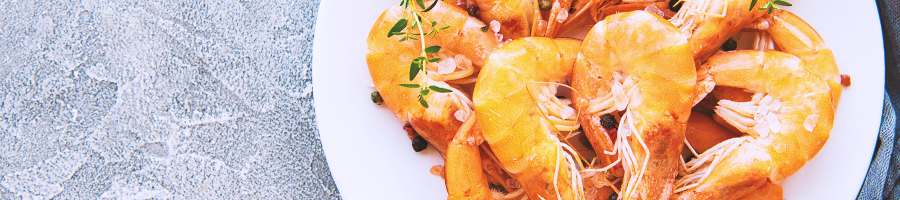 Close up shot of shrimps on a plate