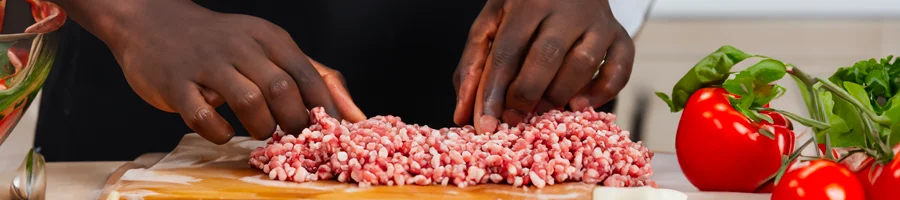 Chef working with minced meat