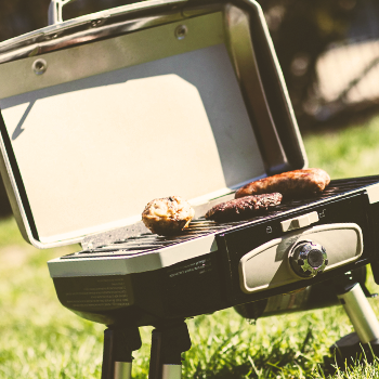 A small portable grill outside