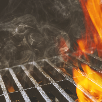 A grill on fire