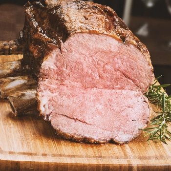 Close up shot of sliced prime rib