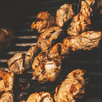 Close up shot of cooked barbecue on a grill