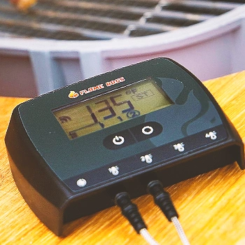 A digital thermometer on a table