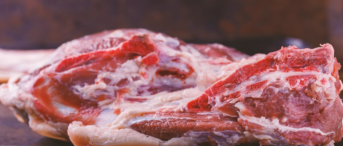 Close up shot of frozen meat