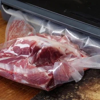 Meat in a vacuum sealed bag
