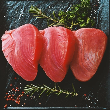 Tuna steak on a table