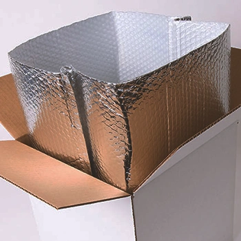 A package box with visible insulation