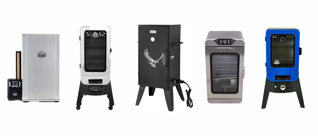Five different electric smoker grills