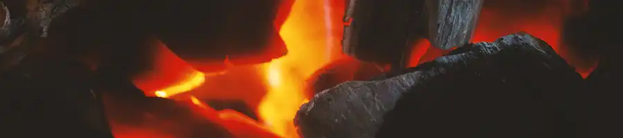 Close up shot of burning charcoal