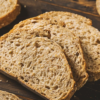 Close up shot of sliced bread