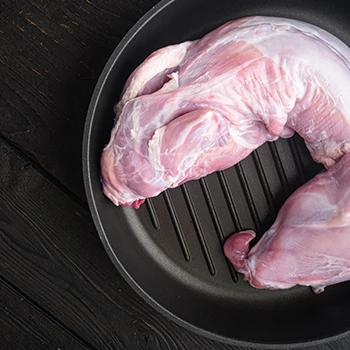 Rabbit meat on a casserole