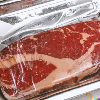 Close up shot of vacuum sealed steak