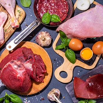 A top view image of different meats