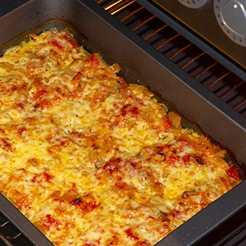 A carnivore casserole on a baking tray