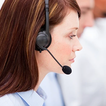 A close up image of customer service agent