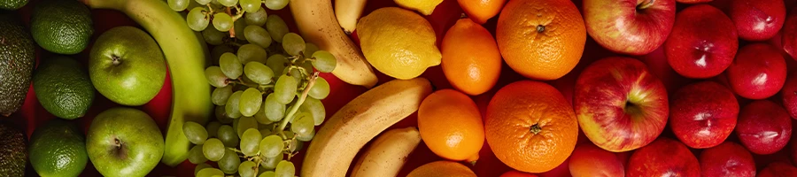 A top view of different fruits