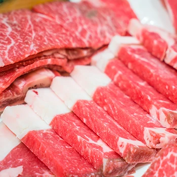 Different slices of raw meat