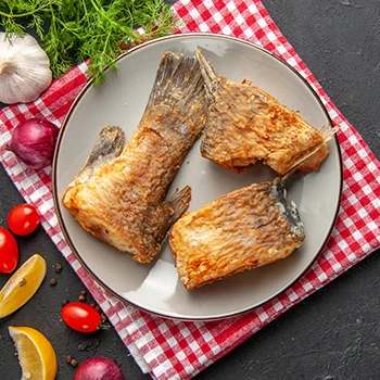 Fried fish on a plate