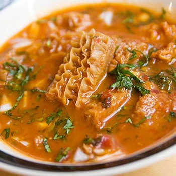 A close up image of a menudo dish