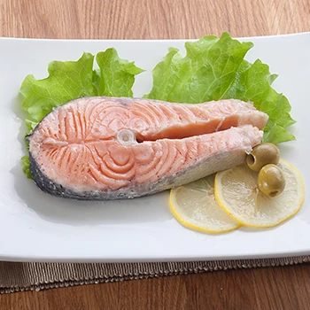 Steamed salmon on a plate