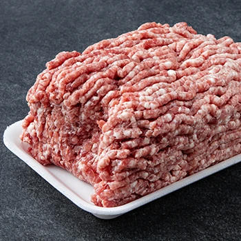 A ground beef on a white plate