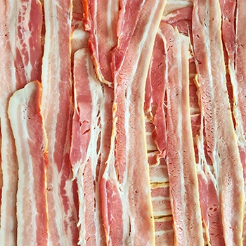 A top view image of raw bacon