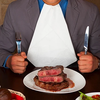 A person who is ready to eat steak