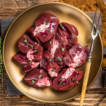 A top view image of liver meat on a plate