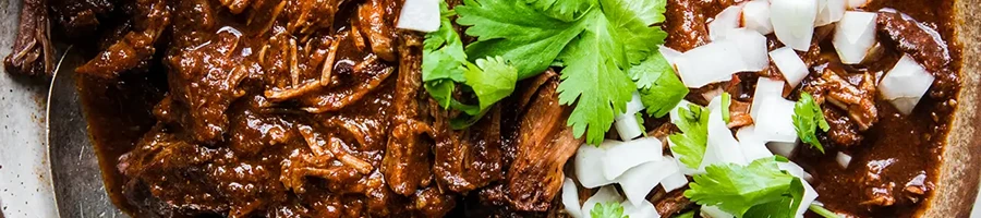 A top view image of birria dish with white onions on top