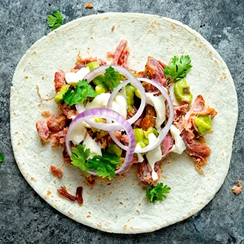 A top view image of Mexican carnitas